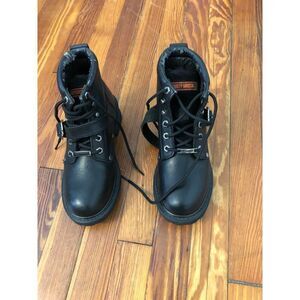 Harley Davidson Leather Black Boots Size 7.5